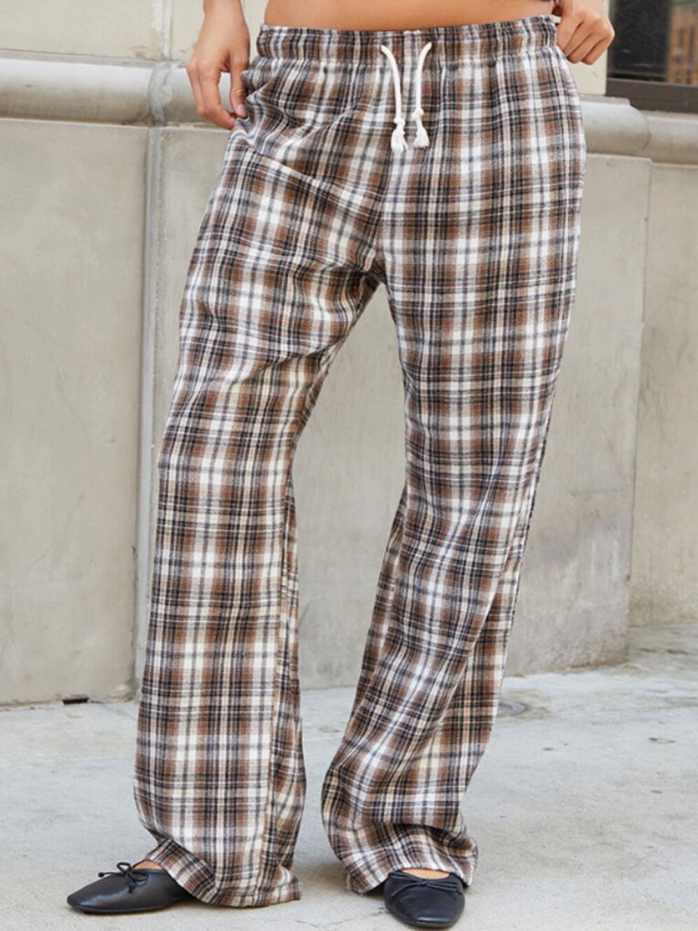 Brandy Melville Brown Plaid Pajama Bottoms